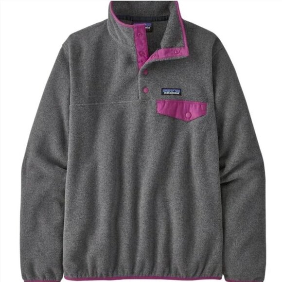 Patagonia Gray Pink Synchilla Snap-T Fleece Pullover Medium - Picture 2 of 7